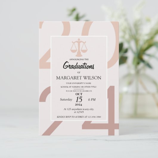 Typografen Anwältin Grad Einladung (Stehend Vorderseite)