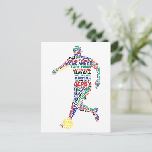 Typografic Soccer Player Postkarte (Stehend Vorderseite)