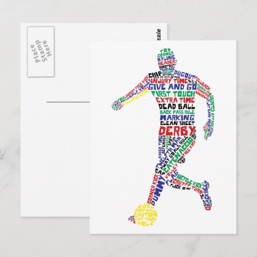 Typografic Soccer Player Postkarte (Vorne/Hinten)