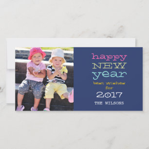 Typografie 2017 Frohes Neues Jahr Feiertags-Postka Feiertagskarte
