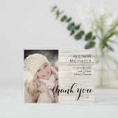 Typografie 2024 Wood Look Abschluss Vielen Dank Postkarte (Stehend Vorderseite)