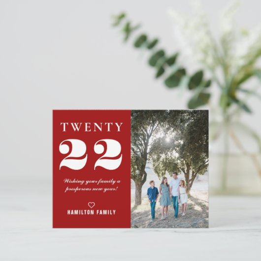 Typografie 22 zweiundzwanzig Neujahr Foto Postkarte (Stehend Vorderseite)