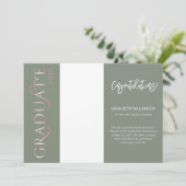 Typografie 4 Foto Sage and Rose Gold Abschluss Ankündigung (Stehend Vorderseite)