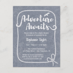 Typografie-Abenteuer erwartet nautische Babyparty Einladung