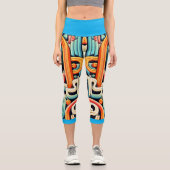 Typografie abstrakter Muster geometrischer Formen Capri Leggings (Vorderseite)
