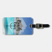 Typografie am Strand mit tropischen Palmen Gepäckanhänger (Vorderseite horizontal)