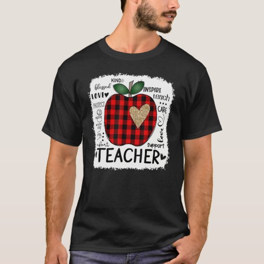 Typografie Apple Red Kariert Valentine Day T-Shirt (Vorderseite)