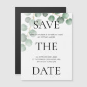 Typografie-Aquarellfarben-Blätter, die das Datum e Magneteinladung (Vorne/Hinten)