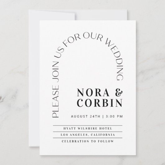 Typografie Arch Wedding Invitation Card N100 Save The Date (Vorderseite)