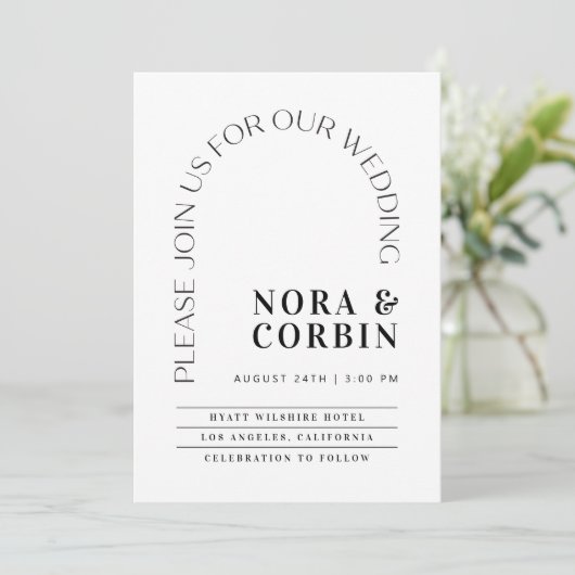 Typografie Arch Wedding Invitation Card N100 Save The Date (Stehend Vorderseite)