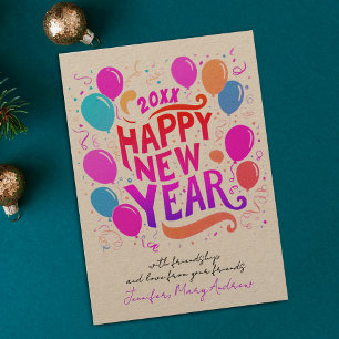 Typografie aus Lila Balloons und Pink für Mädchen  Feiertagskarte