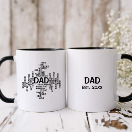 Typografie aus schwarzem und weißem Vater Word Clo Tasse