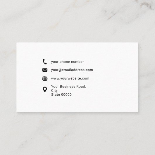 Typografie aus weißem und schwarzem Minimalistisch Visitenkarte (Rückseite)