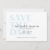 Typografie Baby Blue Flat Save the Date Card (Vorderseite)