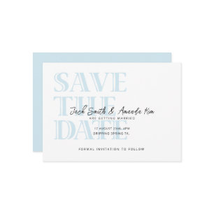 Typografie Baby Blue Flat Save the Date Card