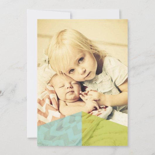 Typografie Baby Boy Geburtsankündigung Foto-Karte Ankündigung (Rückseite)