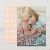 Typografie Baby Danke Foto Flat Card (Vorne/Hinten)