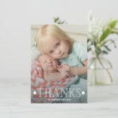 Typografie Baby Danke Foto Flat Card (Stehend Vorderseite)