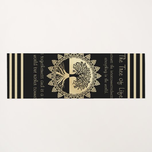 Typografie Baum des Lebens Schwarz und Tan Yogamatte (Rückseite (Horizontal))
