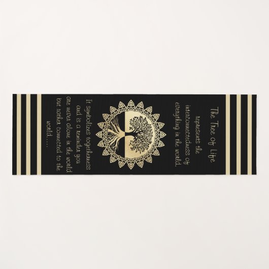 Typografie Baum des Lebens Schwarz und Tan Yogamatte (Vorderseite (Horizontal))