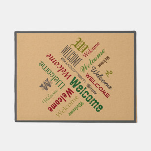 Typografie Begrüßen Sie jede beliebige Word-Collag Fußmatte