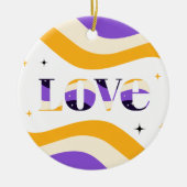 Typografie bei nicht binärer Liebe Funkelnd Text Keramik Ornament (Vorne)