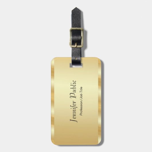 Typografie benutzerdefinierter goldfarbener Skript Gepäckanhänger (Vorderseite vertikal)