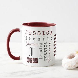 Typografie - benutzerdefinierter Repetiername und  Tasse