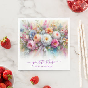 Typografie Benutzerdefinierter Text Aquarell Flora Serviette