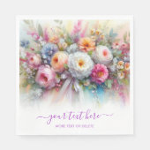 Typografie Benutzerdefinierter Text Aquarell Flora Serviette (Vorderseite)