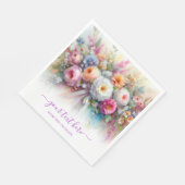 Typografie Benutzerdefinierter Text Aquarell Flora Serviette (Ecke)