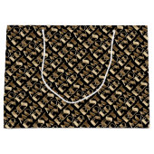Typografie Beste Mama je Muster Schwarz und Gold Große Geschenktüte (Vorderseite)