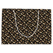 Typografie Beste Mama je Muster Schwarz und Gold Große Geschenktüte (Rückseite)