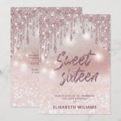 Typografie bezaubernde Rose Goldglatter Tropfen om Einladung (Vorne/Hinten)