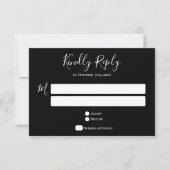 Typografie Black Wedding RSVP Card (Vorderseite)