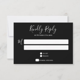 Typografie Black Wedding RSVP Card Karte