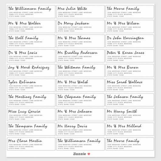 Typografie Black & White Guest Address Labels (Blatt)