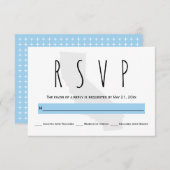 Typografie Blau California Hochzeit RSVP Karte (Vorne/Hinten)