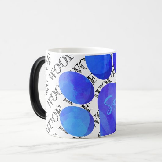 Typografie blauer Hundepflaster drucken modernen H Verwandlungstasse (Vorderseite Links)