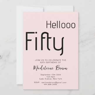 Typografie Blush Pink Moderne 50. Geburtstag Einladung