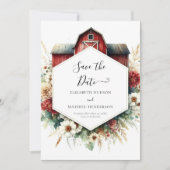 Typografie Boho Barnyard Wedding Save The Date (Vorderseite)