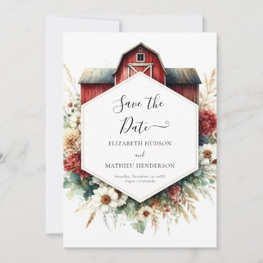 Typografie Boho Barnyard Wedding Save The Date (Vorderseite)