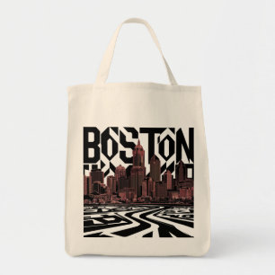 Typografie Boston City Skyline, Boston City Tragetasche