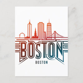 Typografie Boston City Skyline Postkarte
