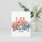 Typografie Boston City Skyline Postkarte (Stehend Vorderseite)
