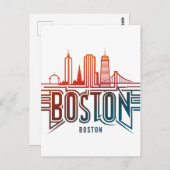 Typografie Boston City Skyline Postkarte (Vorne/Hinten)