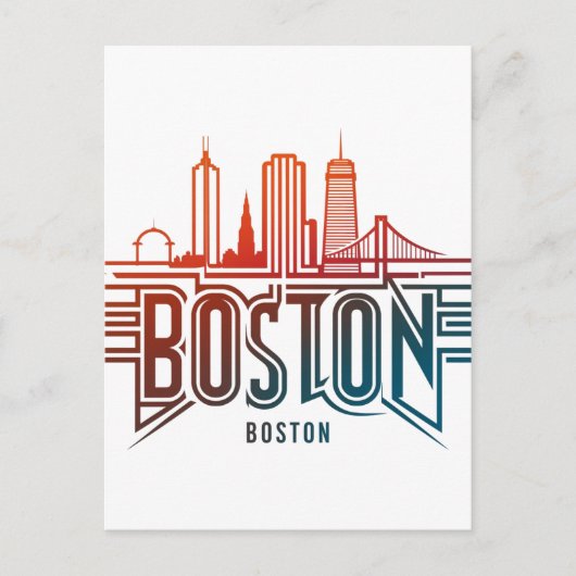 Typografie Boston City Skyline Postkarte (Vorderseite)