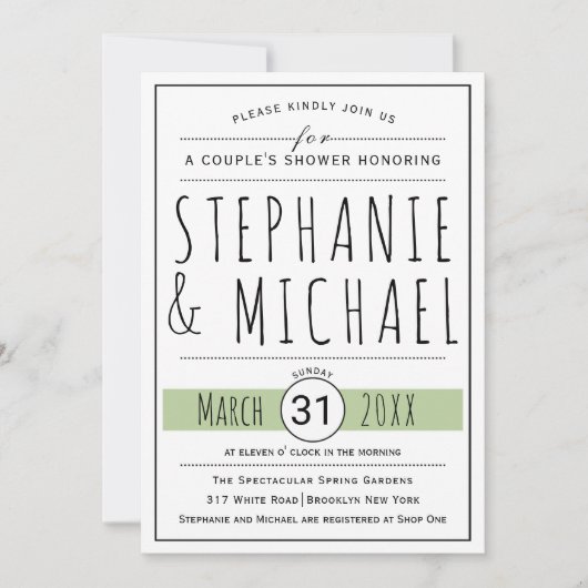 Typografie-Brautdusche Einladung (Vorderseite)