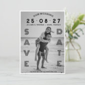 Typografie Briefing Custom Foto Wedding Save The Date (Stehend Vorderseite)