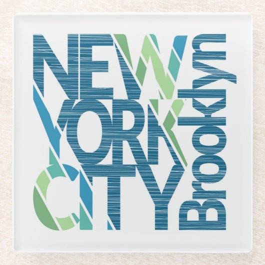 Typografie Brooklyns New York Glasuntersetzer (Vorderseite)